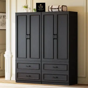 Lemari Pakaian 4 Pintu Hitam