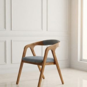 Kursi Cafe Kayu Jati Minimalis Armchair Jok Abu-Abu Jepara | Furniture Shop Jepara